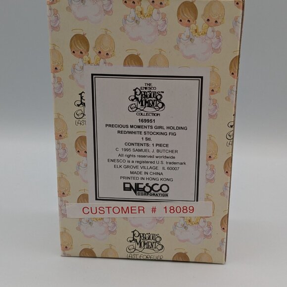 Precious Moments Girl Holding Stocking Figurine, 1995, Vintage - Picture 7 of 10